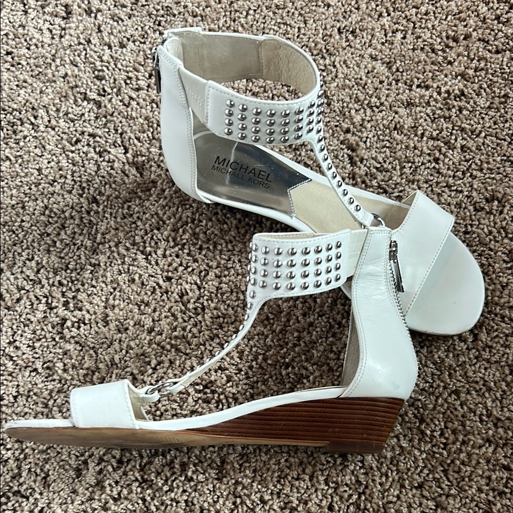 Michael Kors White Studded Wedges